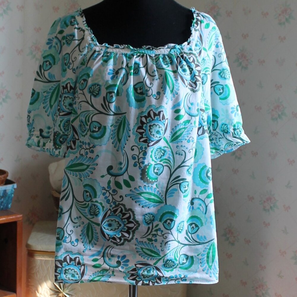 Talbots Cotton Floral Blouse, Small